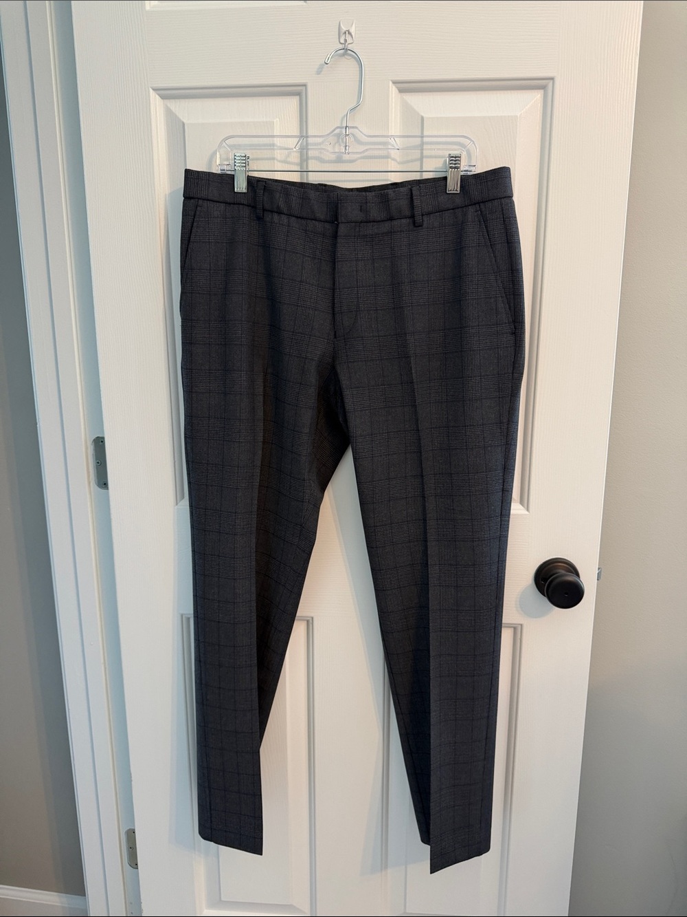 Tommy Hilfiger Charcoal Windowpane Slim Dress Pants
